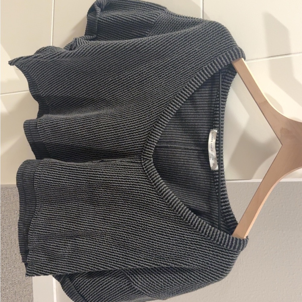 Altar'd State Charcoal and Light Gray Striped Sweater